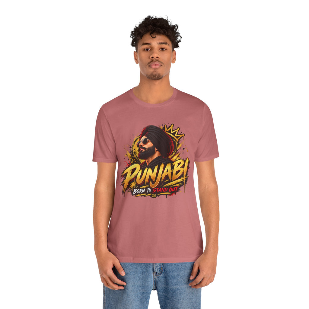 Punjabi Born to Stand Out Graphic T-Shirt | Turban Portrait Tee