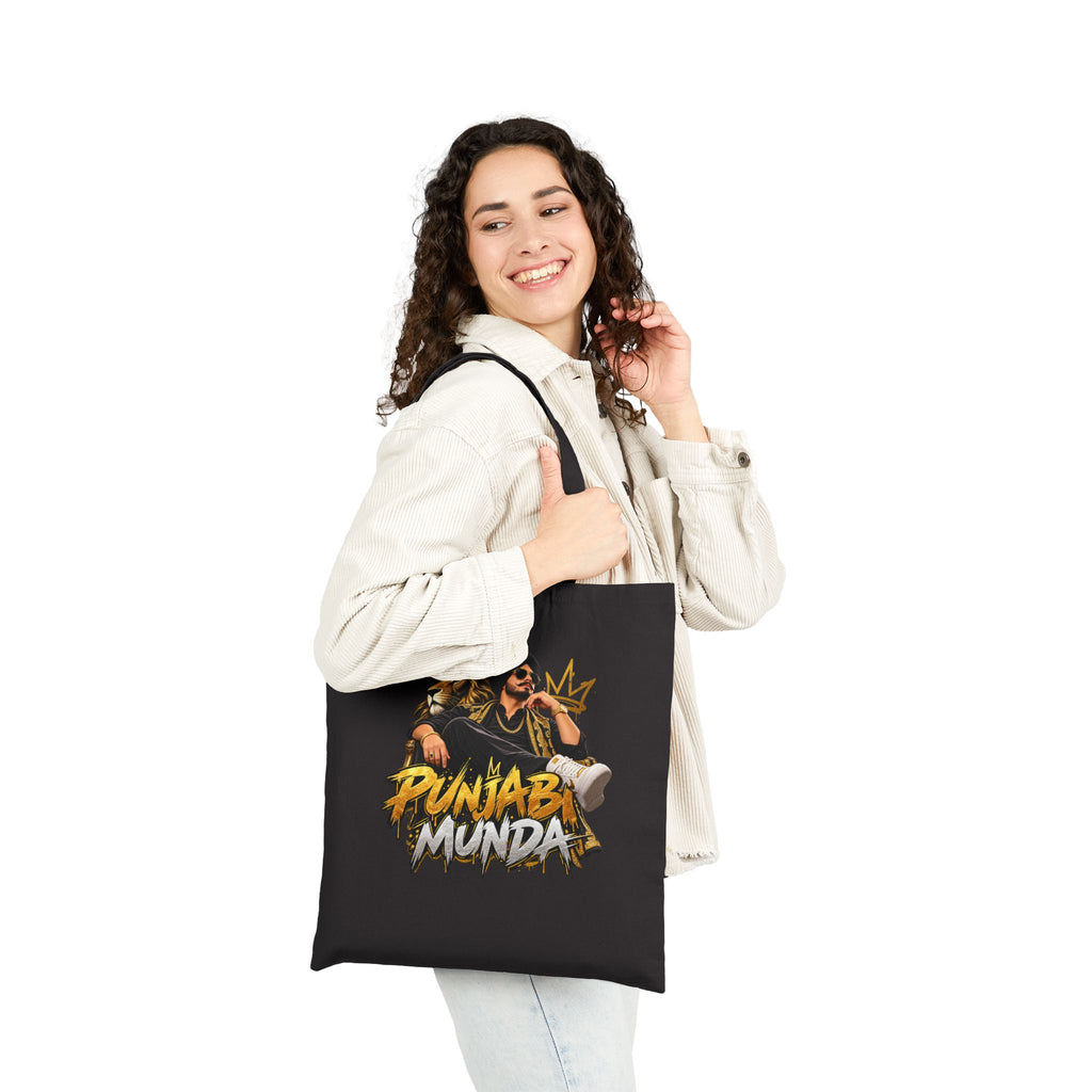 Punjabi Munda Graphic Cotton Canvas Tote Bag