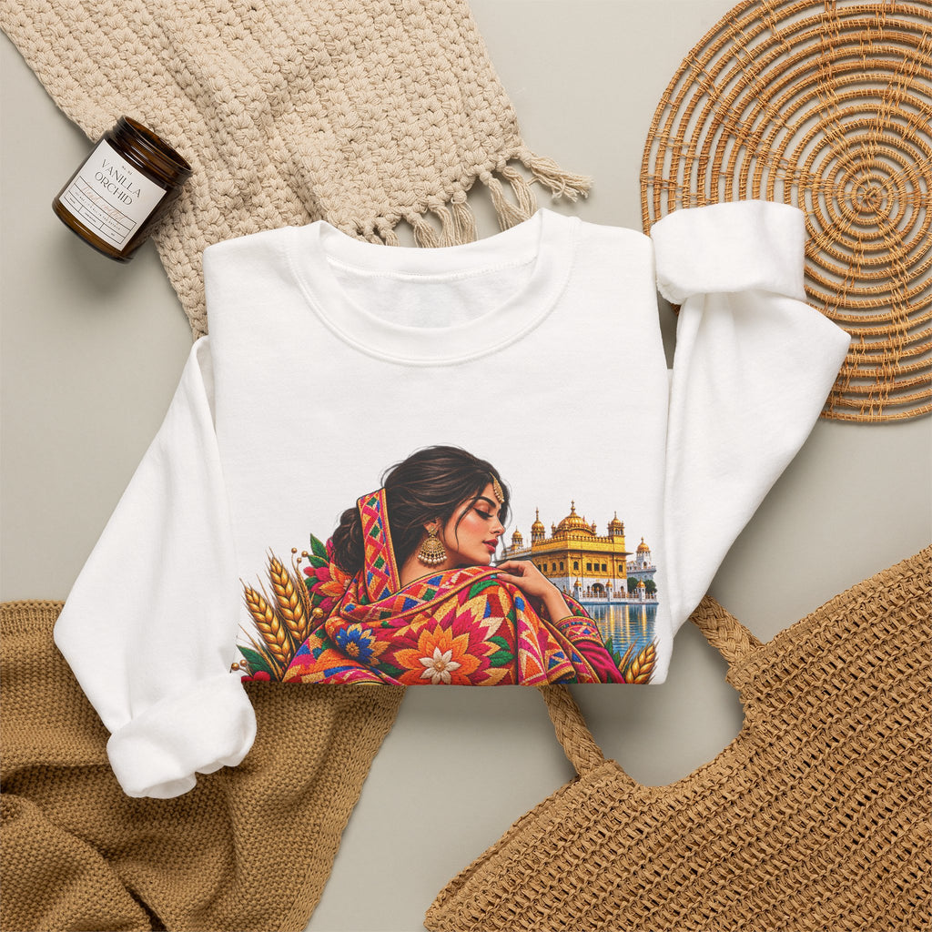 Phulkari-Inspired Floral Crewneck Sweatshirt | Punjabi Art