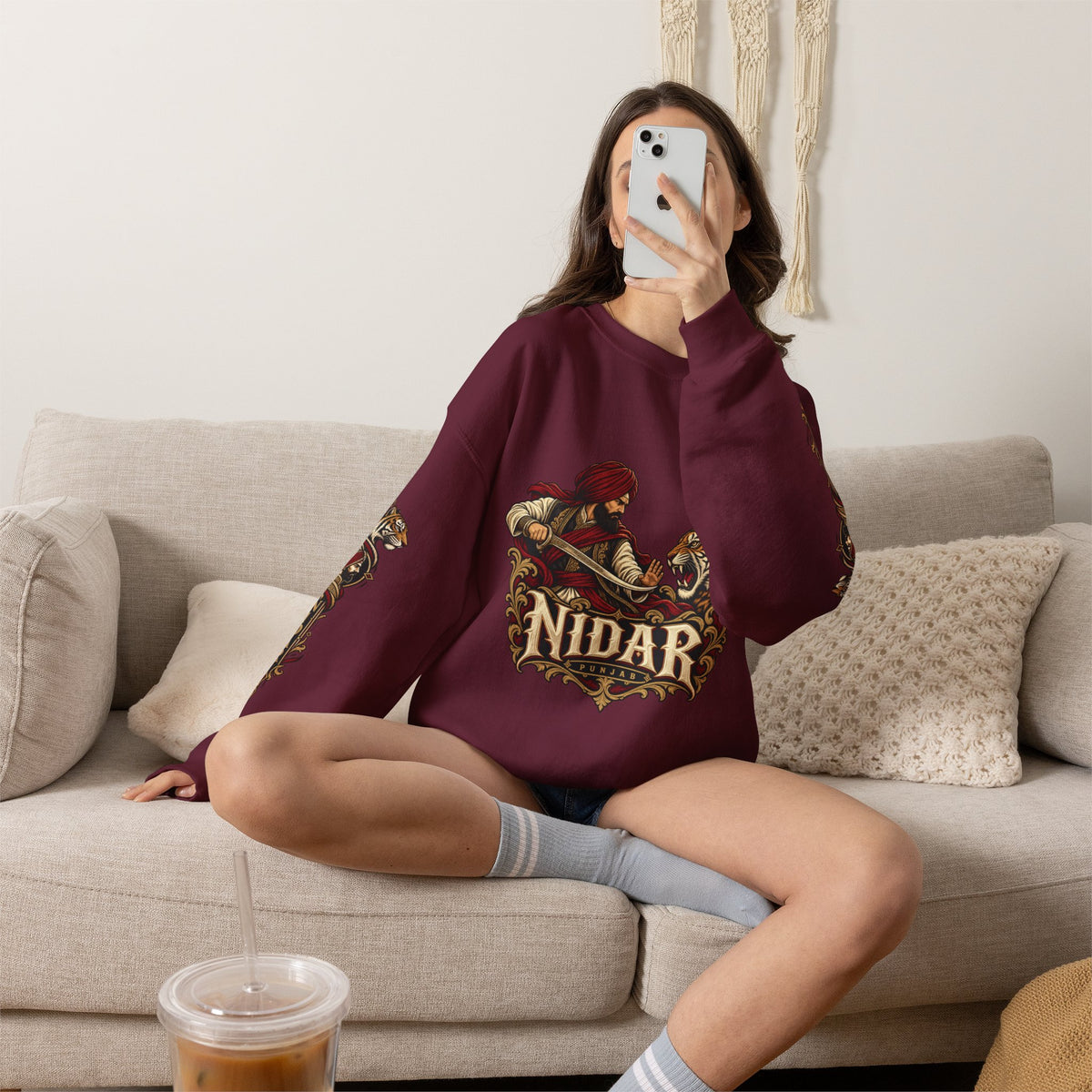 Nidar Courage Does Not Bow Graphic Sweatshirt
