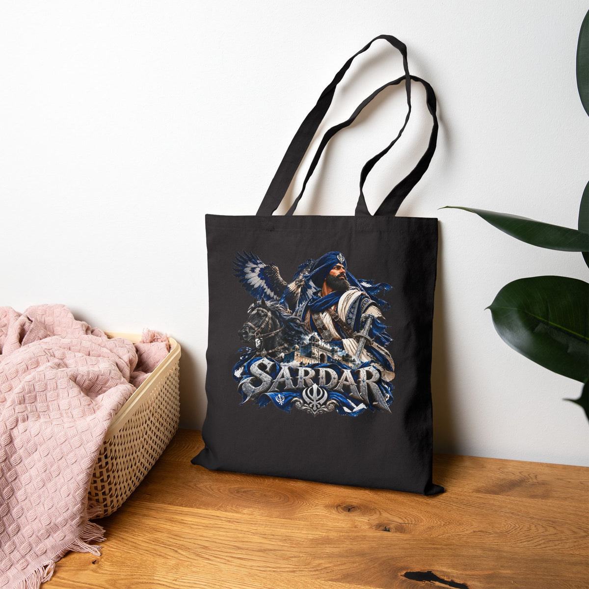 Sardar Warrior Canvas Tote Bag — Bold Turbaned Hero Design