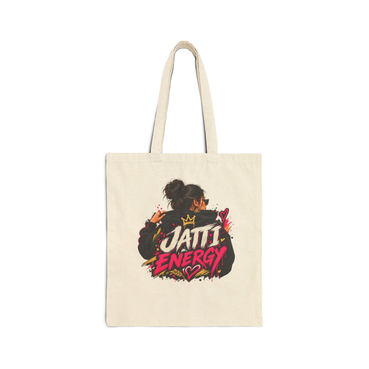 Additional view of Jatti Energy Canvas Tote Bag — Punjabi Girl Empowerment Shopper (2)