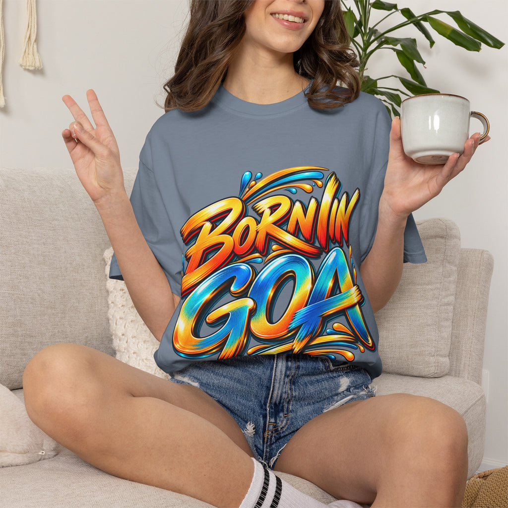 Born in Goa Graphic Tee | Garment-Dyed Cotton T-Shirt