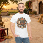 Vintage Folk Art Tractor & Drum Graphic T-Shirt
