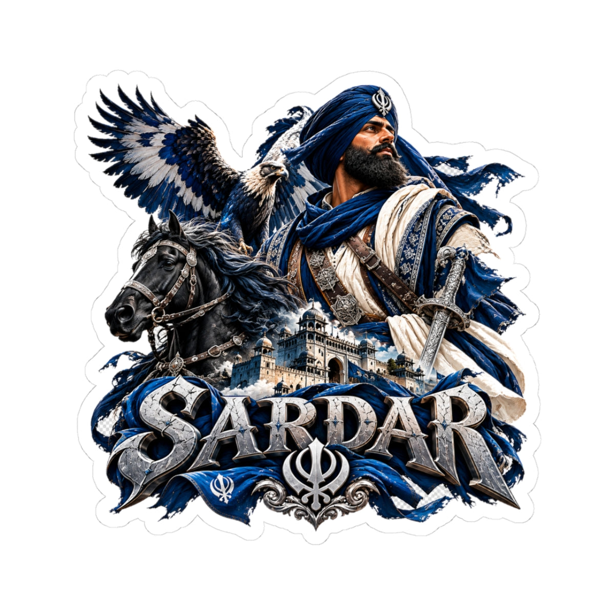 Additional view of Sardar Warrior Punjabi Heritage Kiss-Cut Sticker (2)