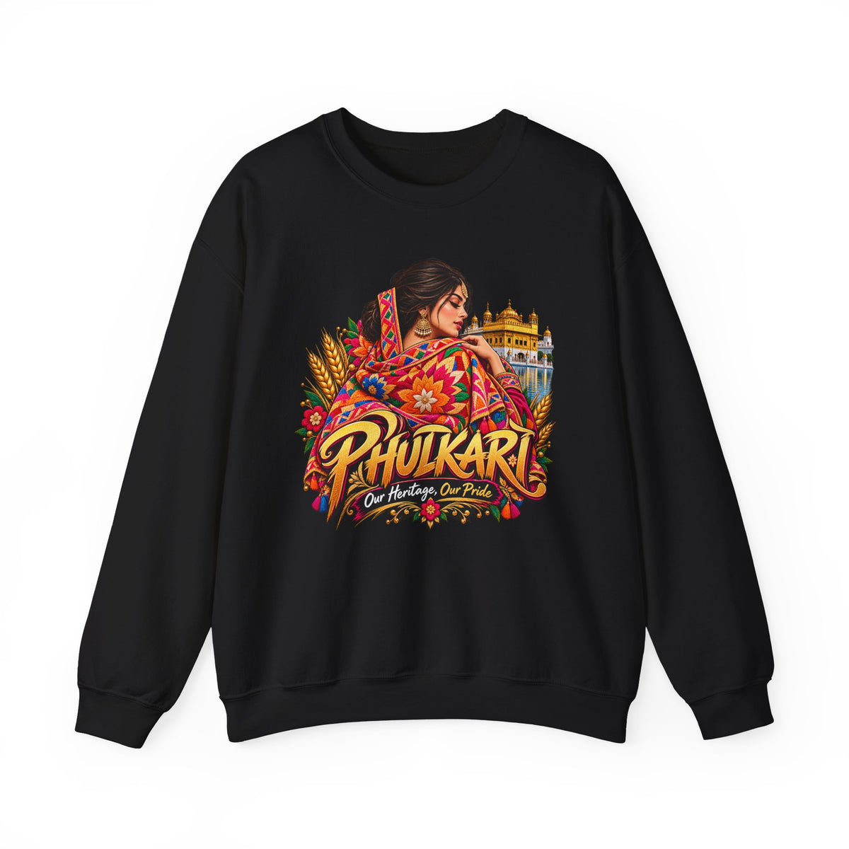 Phulkari-Inspired Floral Crewneck Sweatshirt | Punjabi Art