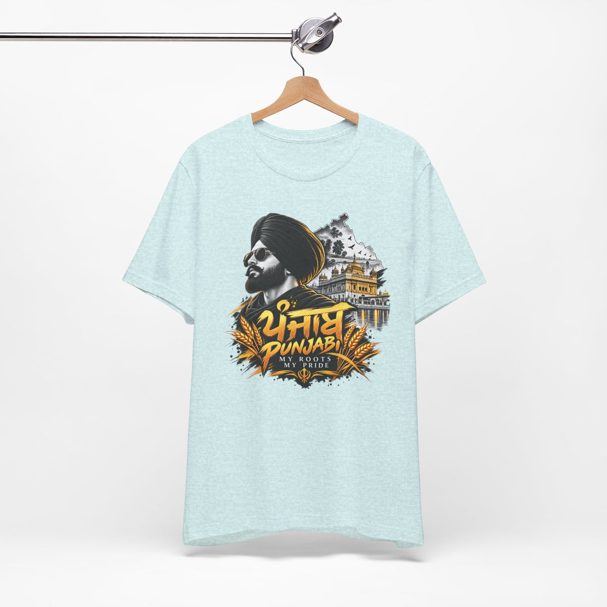 Punjabi Pride T-Shirt — Punjabi Roots Graphic Tee featuring Golden Akal Takht & Turban Portrait