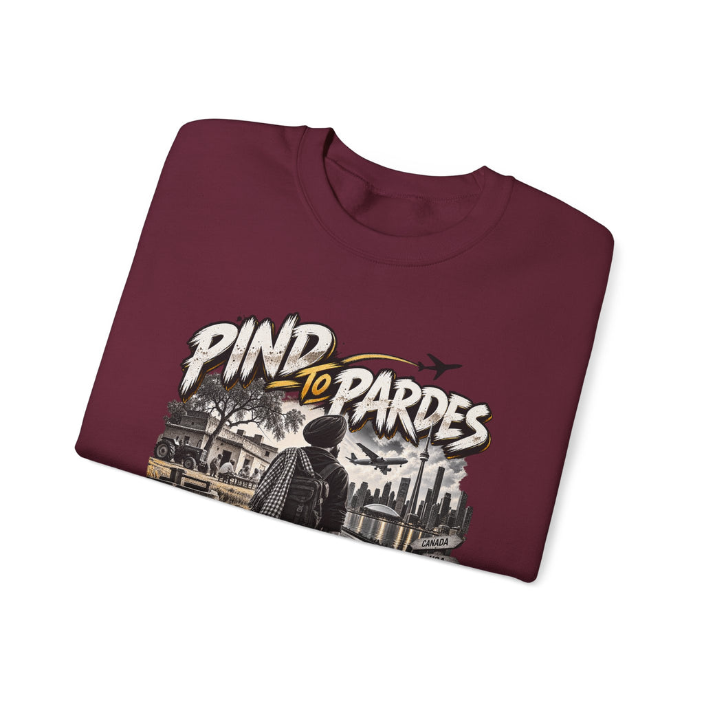 Pind to Pardes Punjabi Diaspora Crewneck Sweatshirt | Travel Art