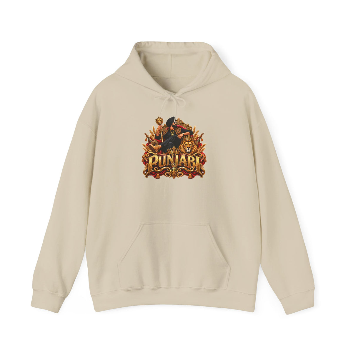 Additional view of Punjabi Pride Hoodie - Bold Gold Floral Typography Sweatshirt (3)