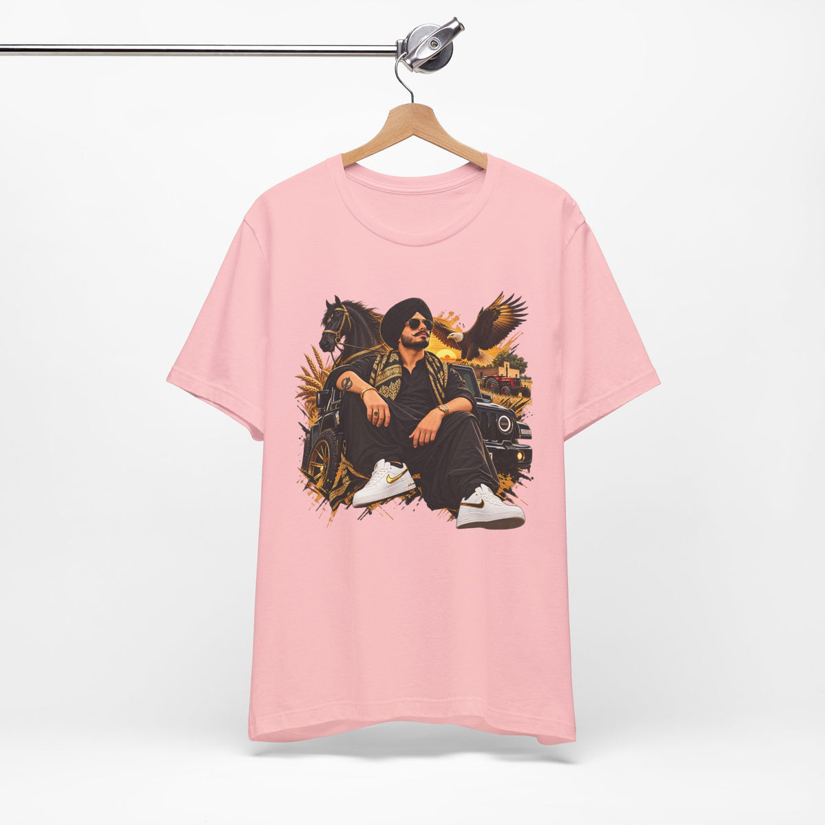 Western Rider Graphic T-Shirt | Horse, Eagle & Vintage Car
