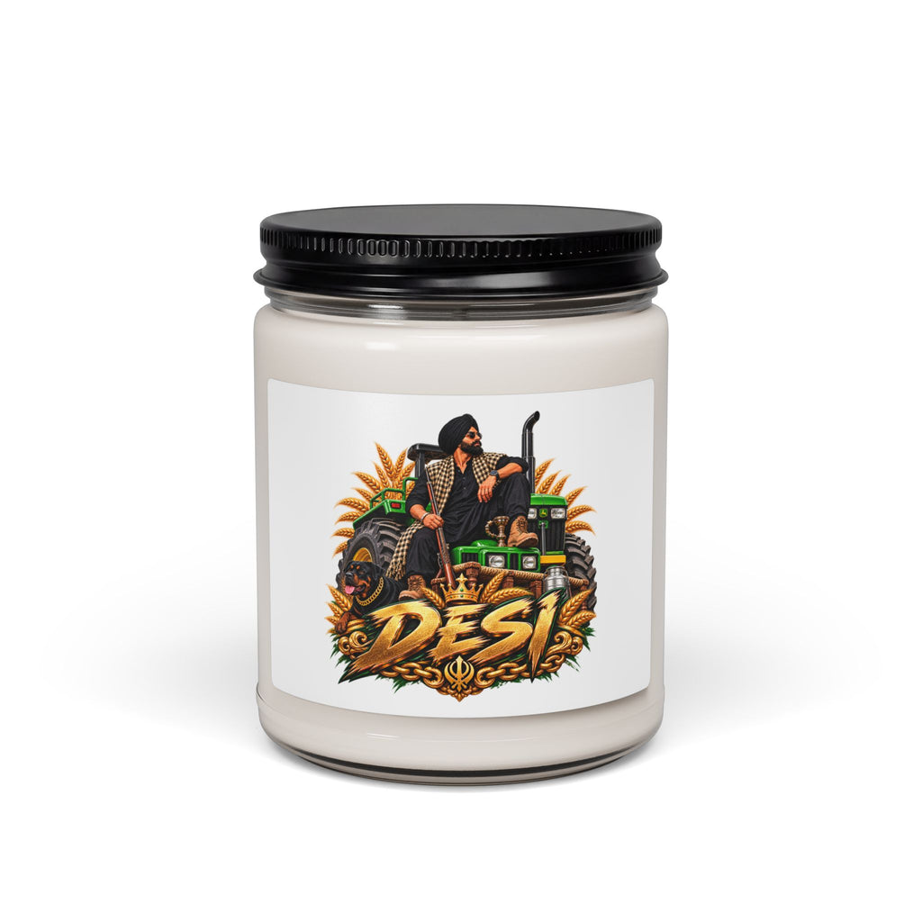 Rustic Farmhouse Soy Candle – 9oz Scented Jar with Tractor Harvest Design — product image 4