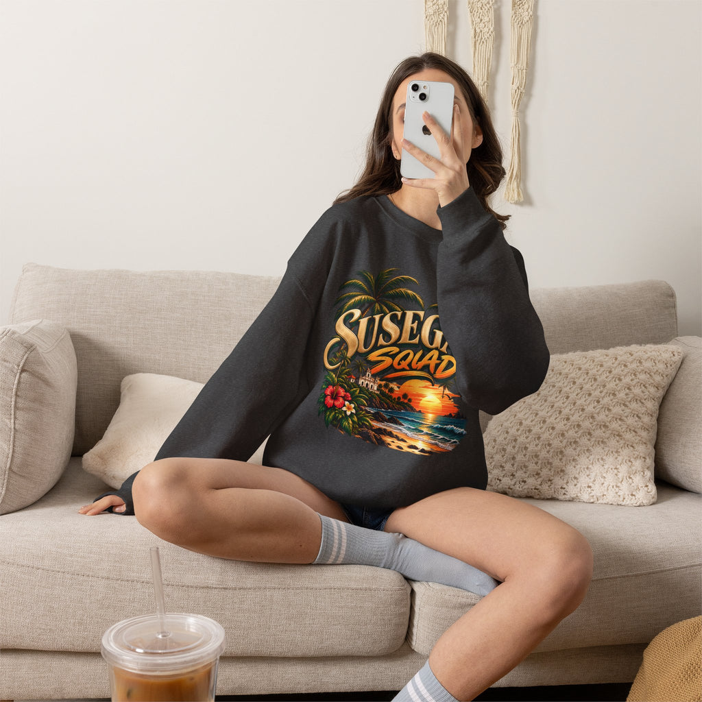 Susegad Squad Tropical Sunset Crewneck Sweatshirt