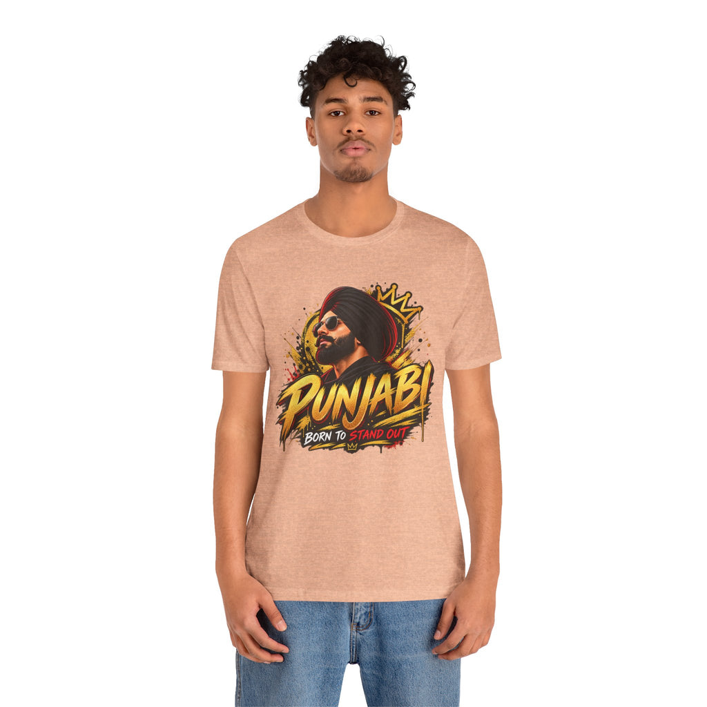 Punjabi Born to Stand Out Graphic T-Shirt | Turban Portrait Tee
