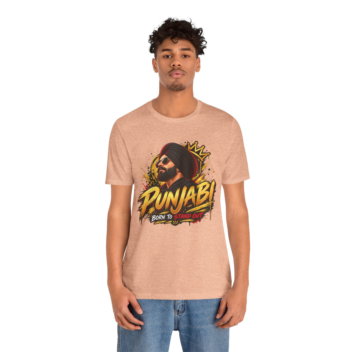 Punjabi Born to Stand Out Graphic T-Shirt | Turban Portrait Tee