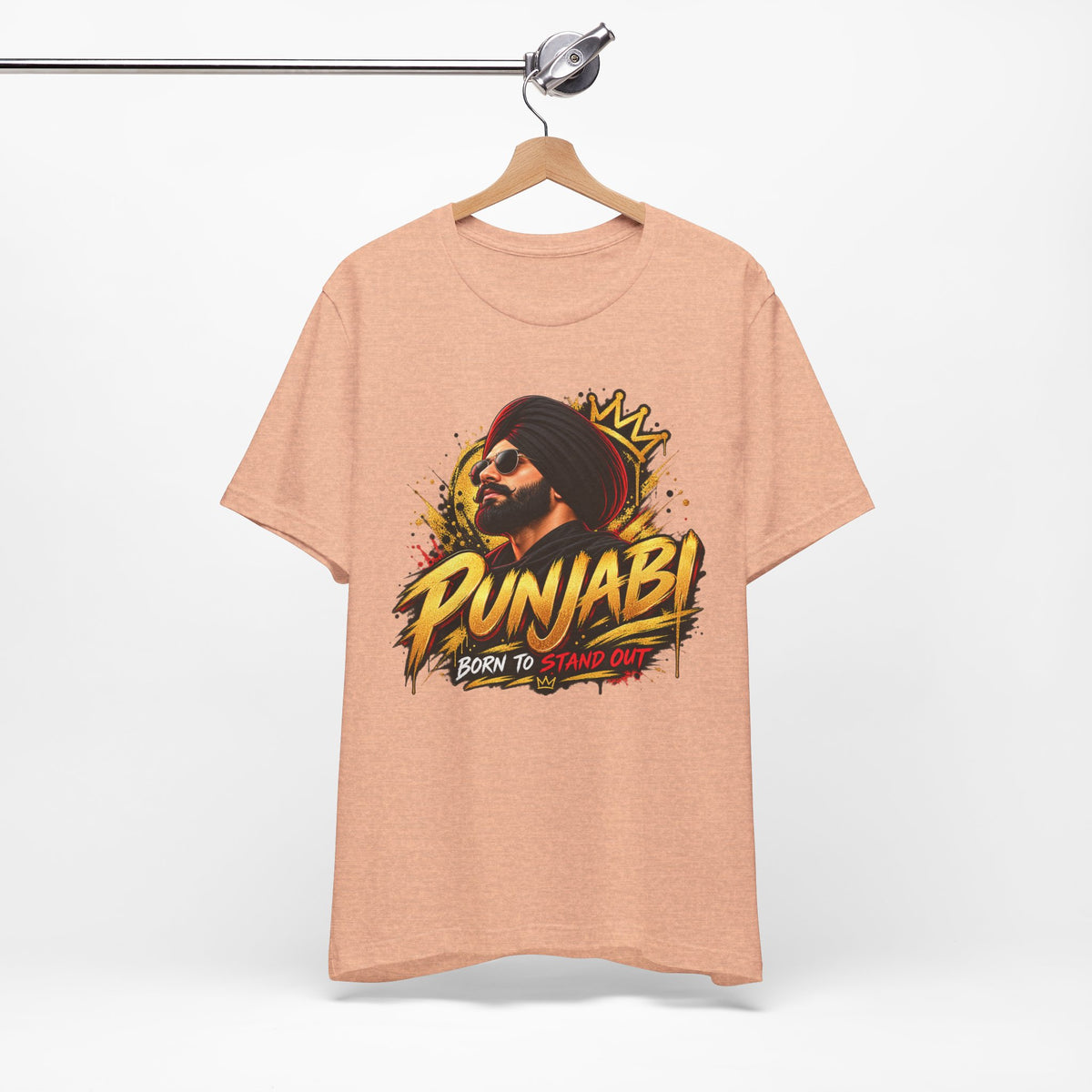 Punjabi Born to Stand Out Graphic T-Shirt | Turban Portrait Tee