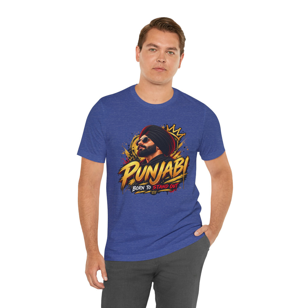 Punjabi Born to Stand Out Graphic T-Shirt | Turban Portrait Tee