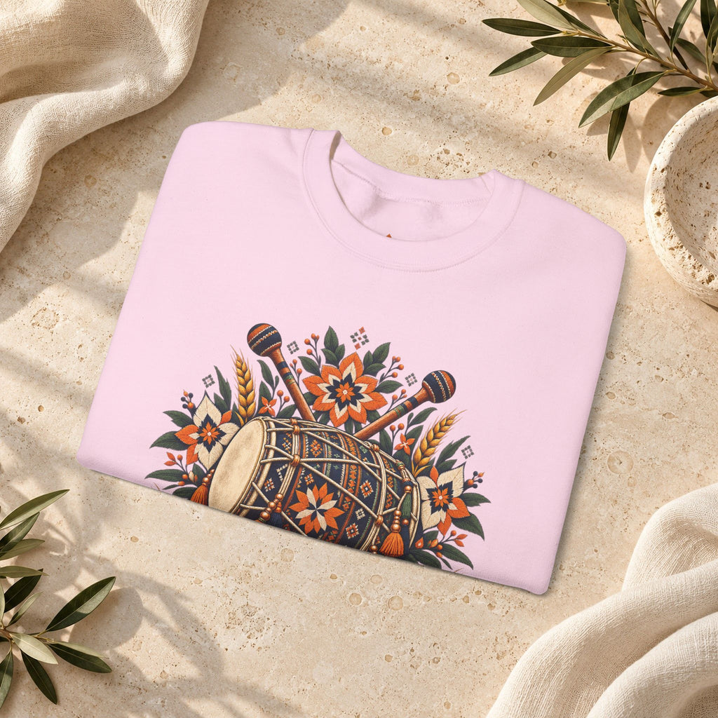 Boho Folk Drum Sweatshirt – Tribal Music Festival Crewneck