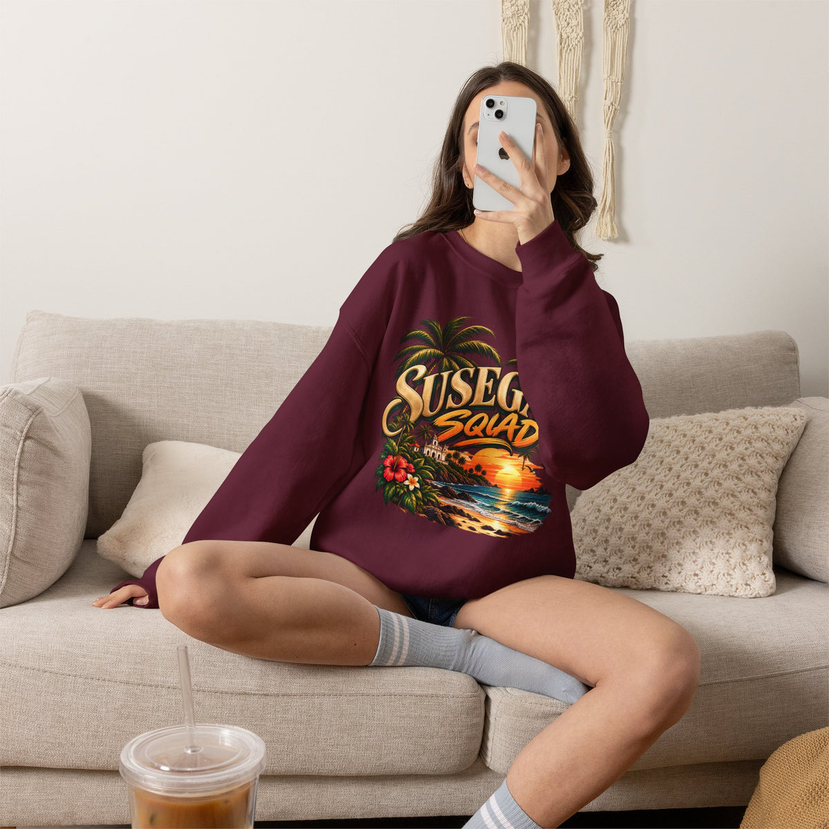 Susegad Squad Tropical Sunset Crewneck Sweatshirt
