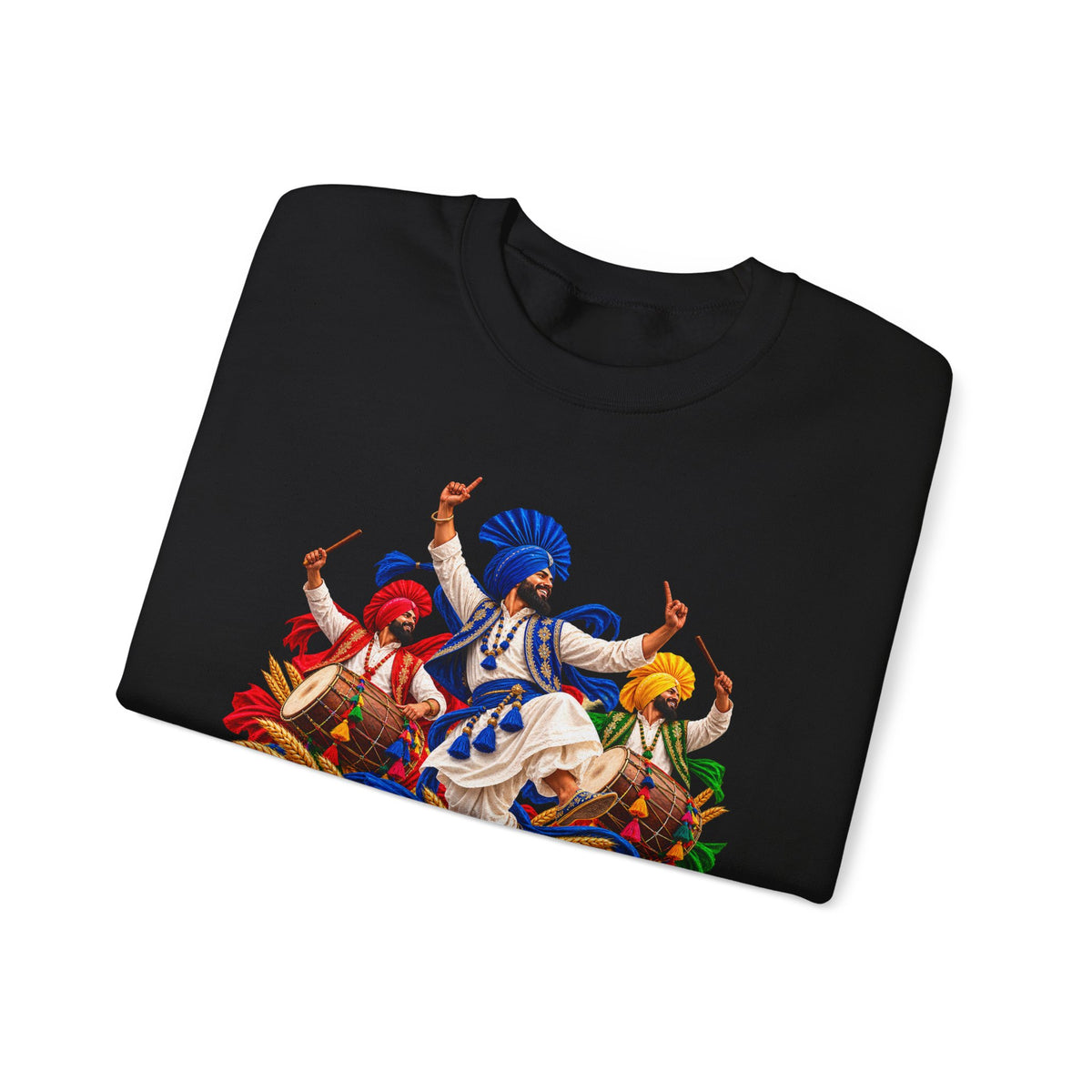 Bhangra Dance Crewneck Sweatshirt — Colorful Punjabi Folk Dance Graphic