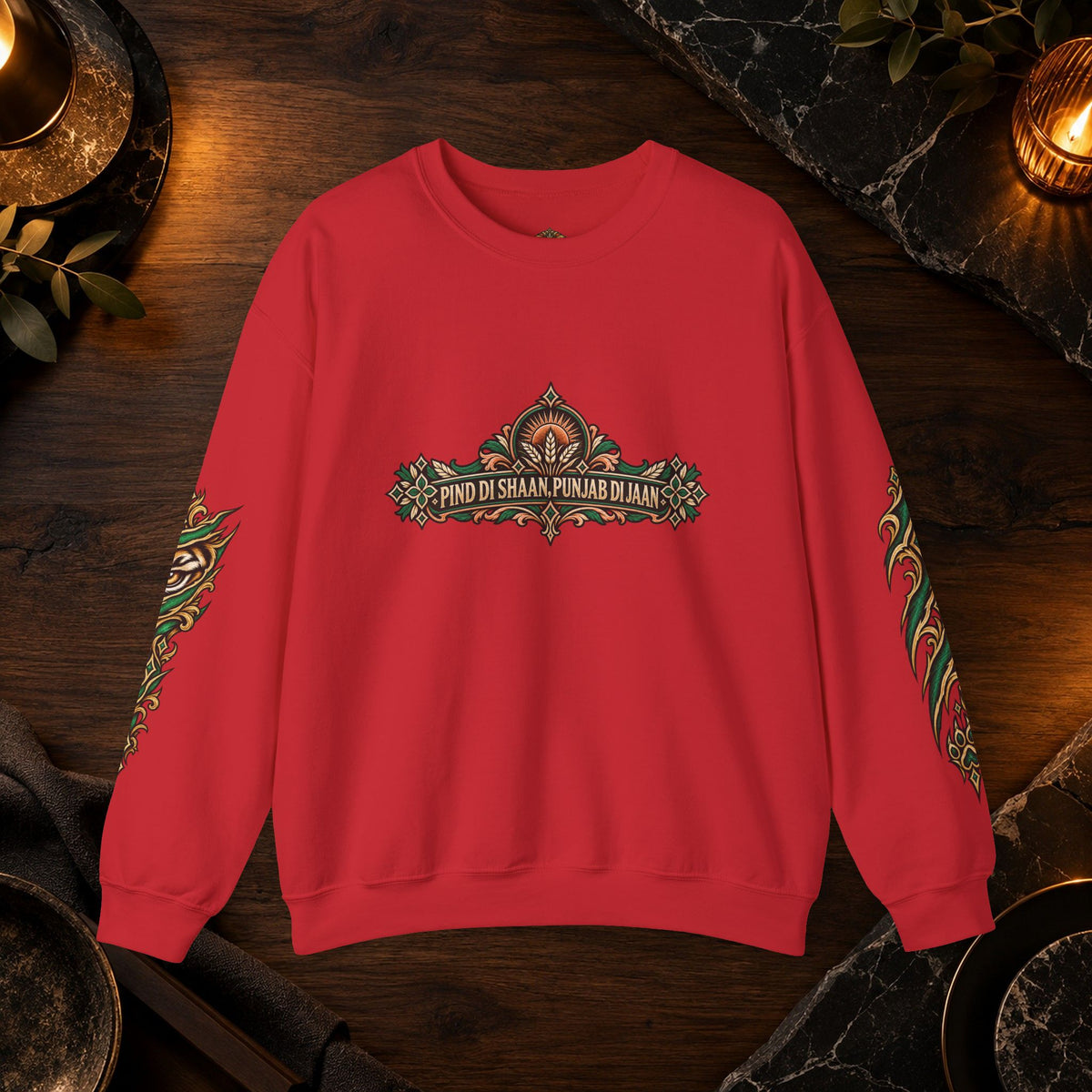 Pind Di Shaan Punjab Di Jaan Crewneck | Punjabi Tiger-Eye Art