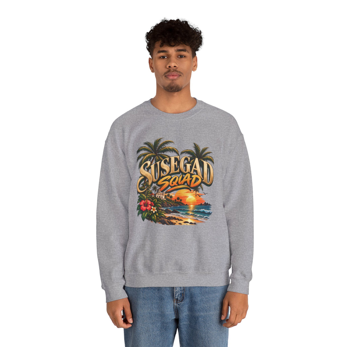 Susegad Squad Tropical Sunset Crewneck Sweatshirt