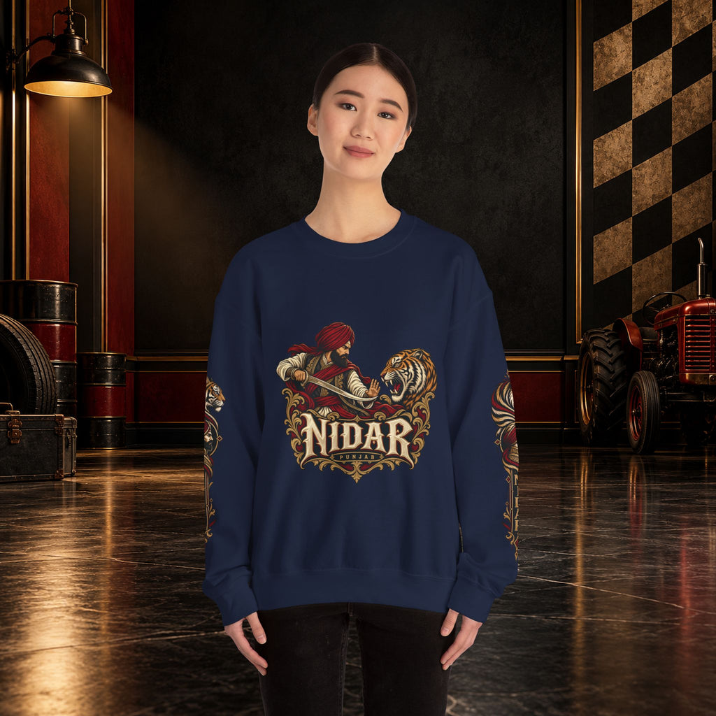 Nidar Courage Does Not Bow Graphic Sweatshirt