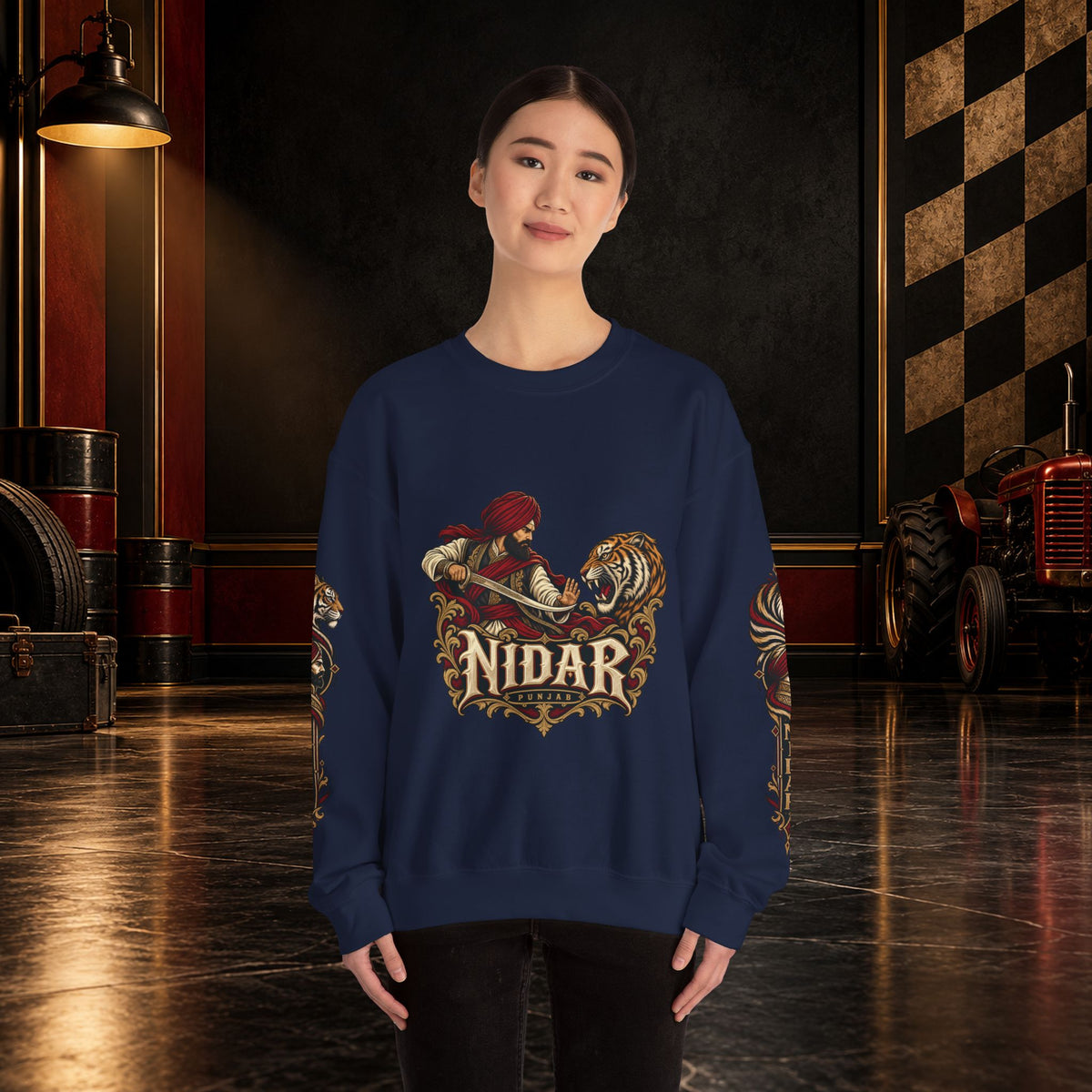 Nidar Courage Does Not Bow Graphic Sweatshirt