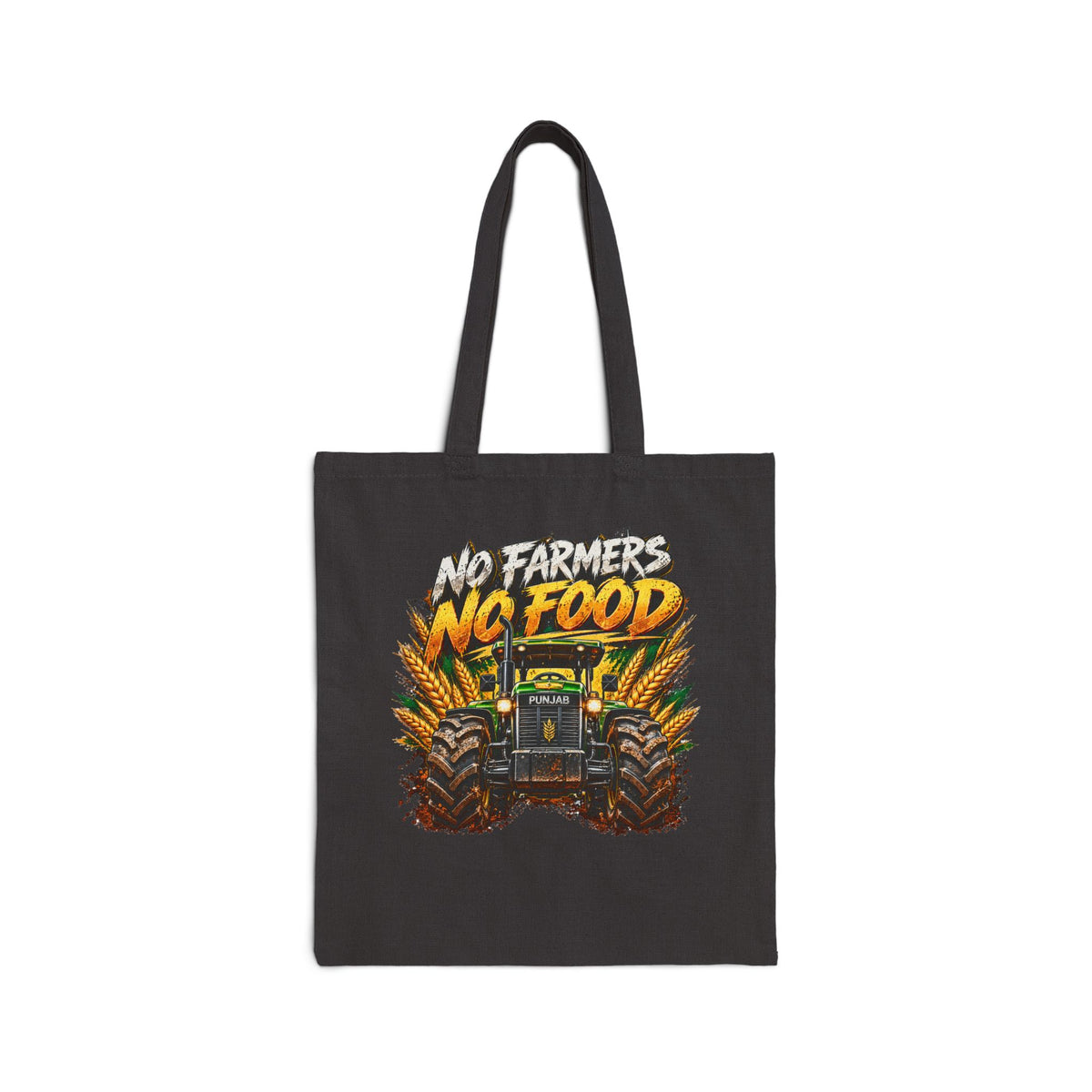 Additional view of Tote Bag — “No Farmers No Food” Tractor Canvas Grocery Tote (3)