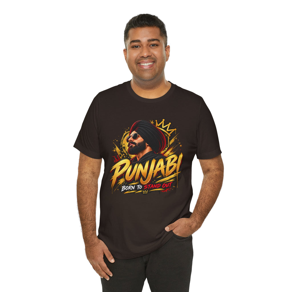 Punjabi Born to Stand Out Graphic T-Shirt | Turban Portrait Tee