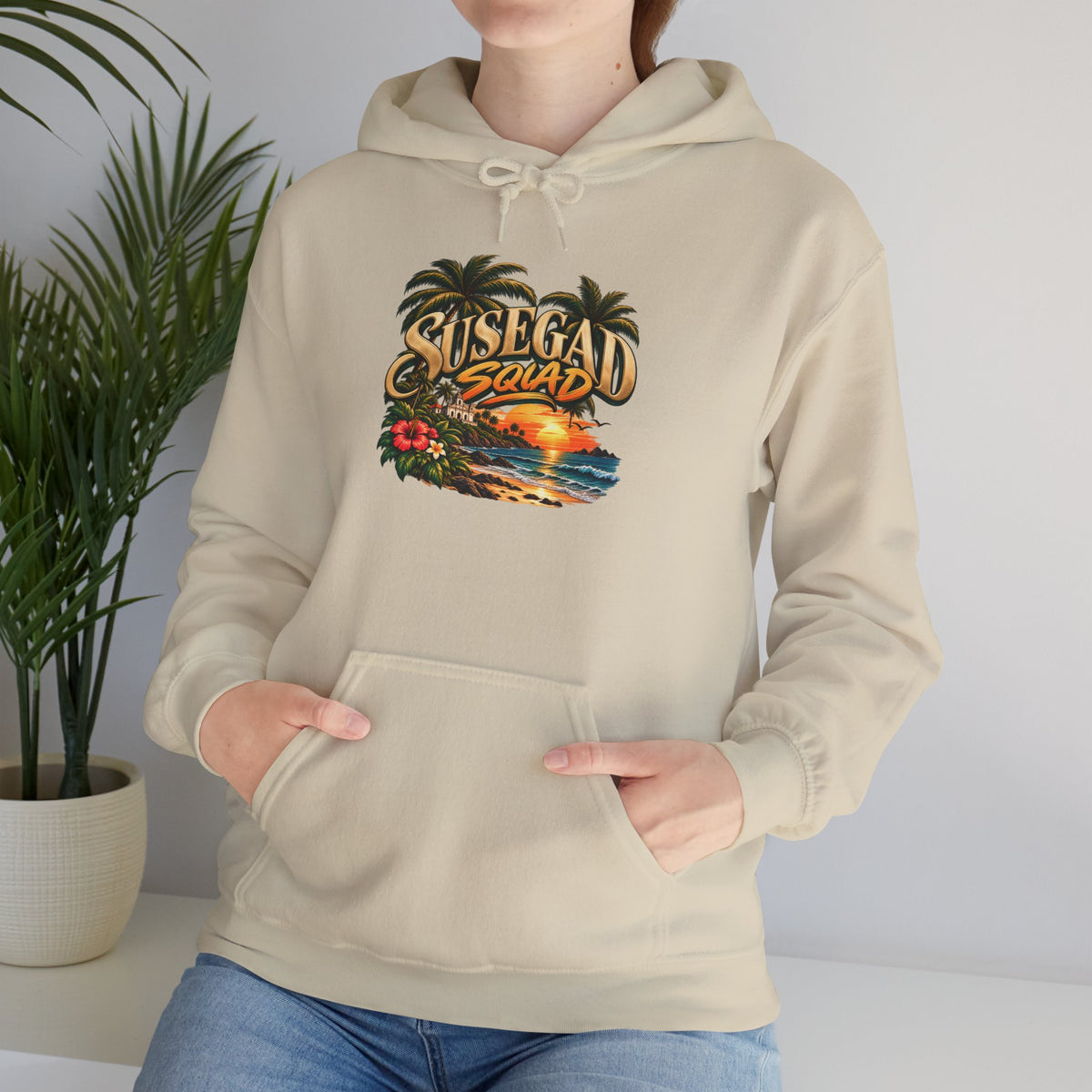 Susegad Squad Hoodie | Tropical Goan Sunset Graphic