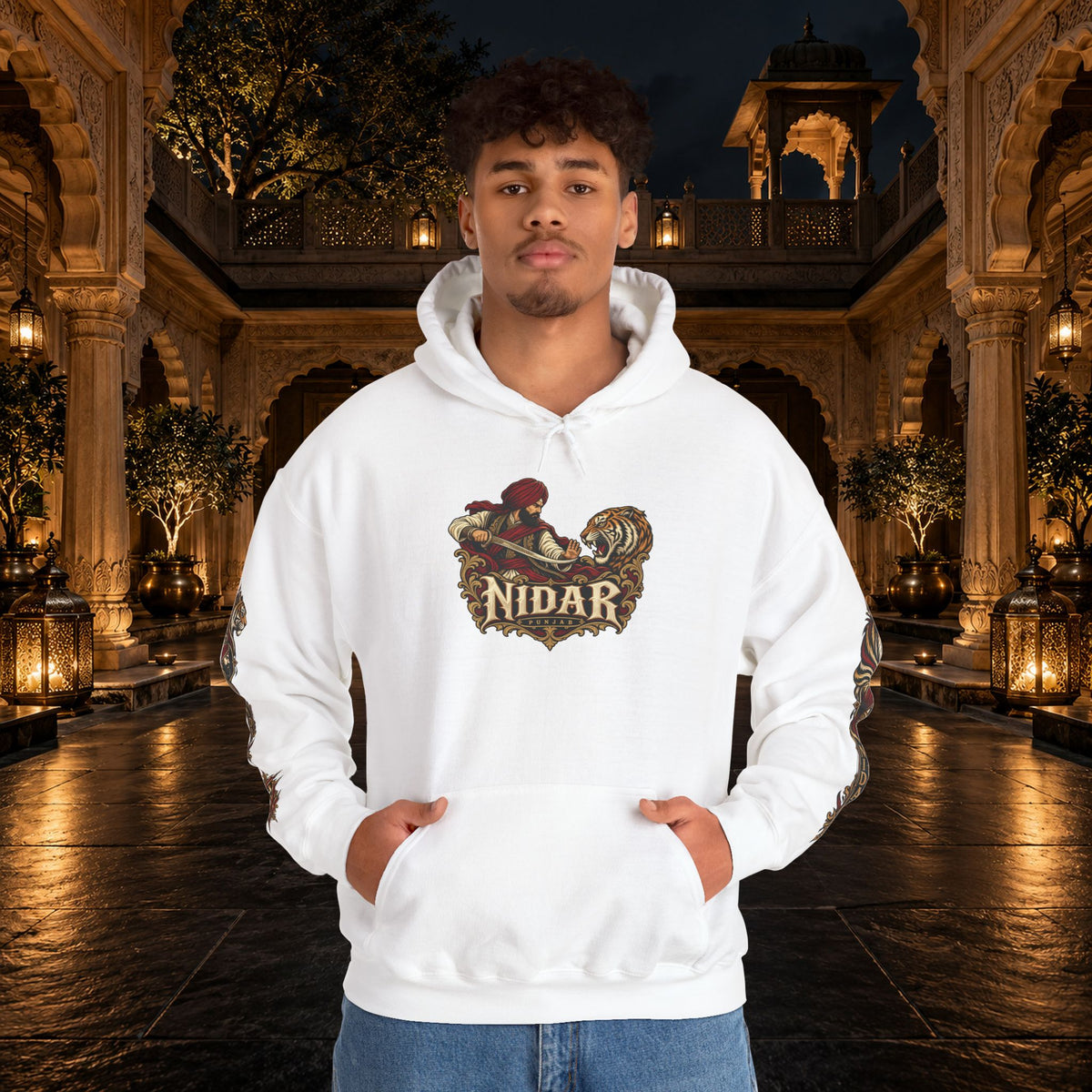 NIDAR Tiger and Bear Graphic Hoodie