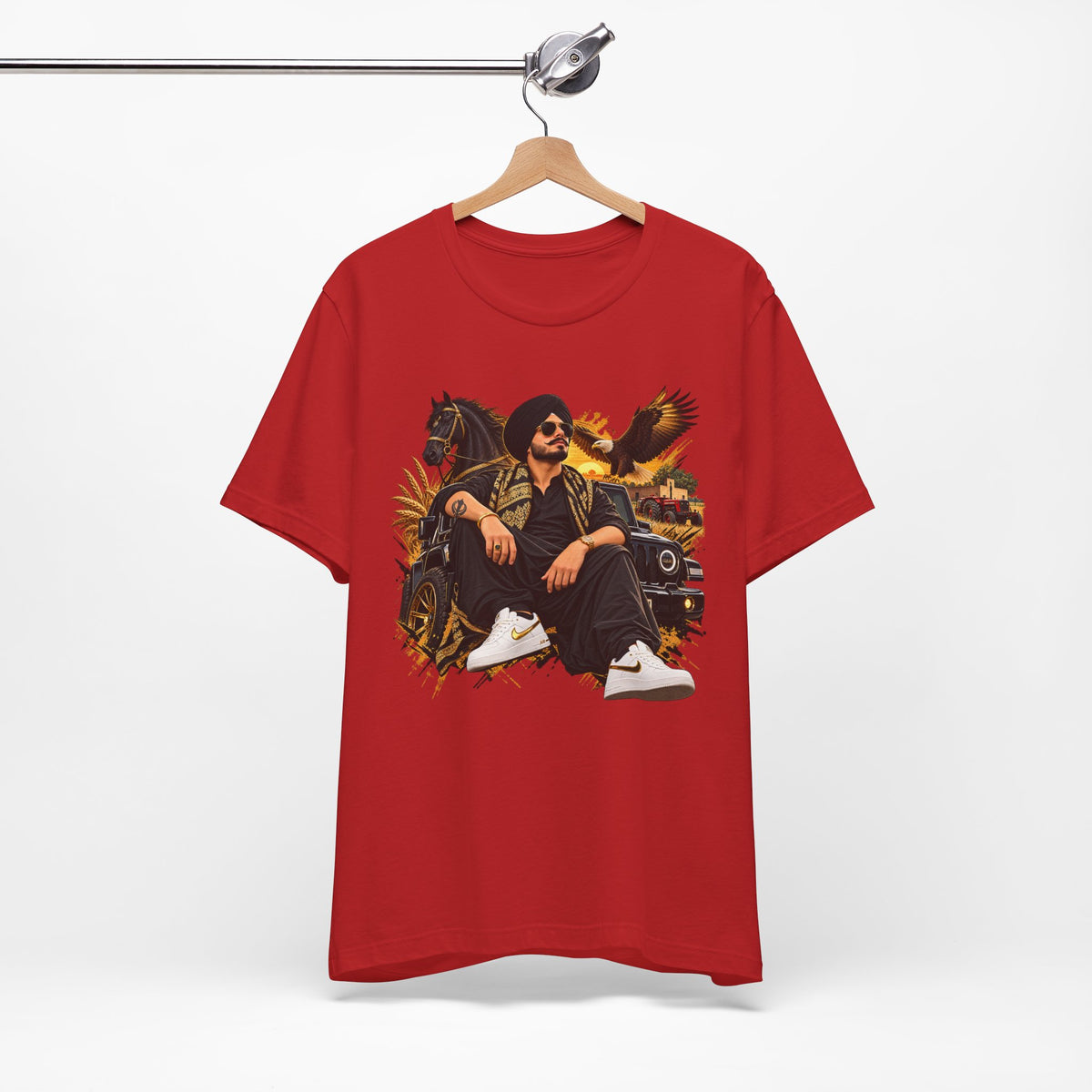 Western Rider Graphic T-Shirt | Horse, Eagle & Vintage Car