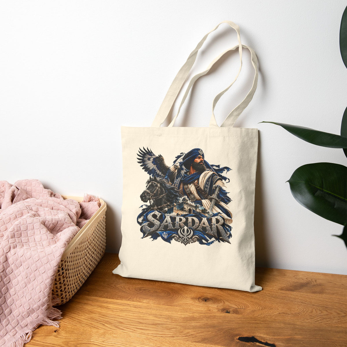 Sardar Warrior Canvas Tote Bag — Bold Turbaned Hero Design