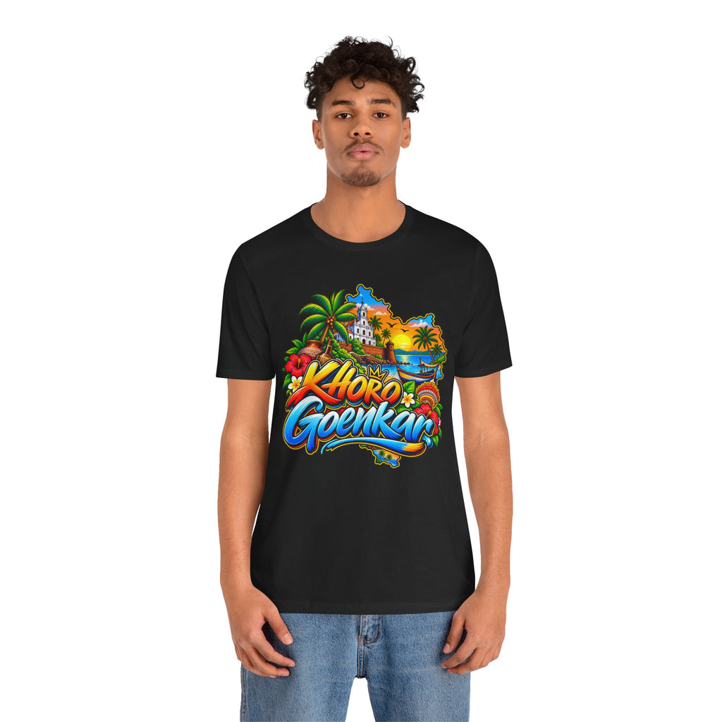 KHORO GOENKAR Goan heritage graphic on a jersey T-shirt.