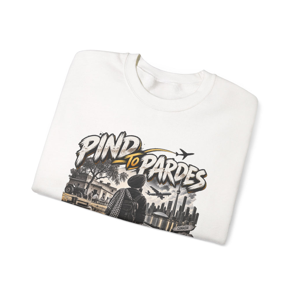 Pind to Pardes Punjabi Diaspora Crewneck Sweatshirt | Travel Art