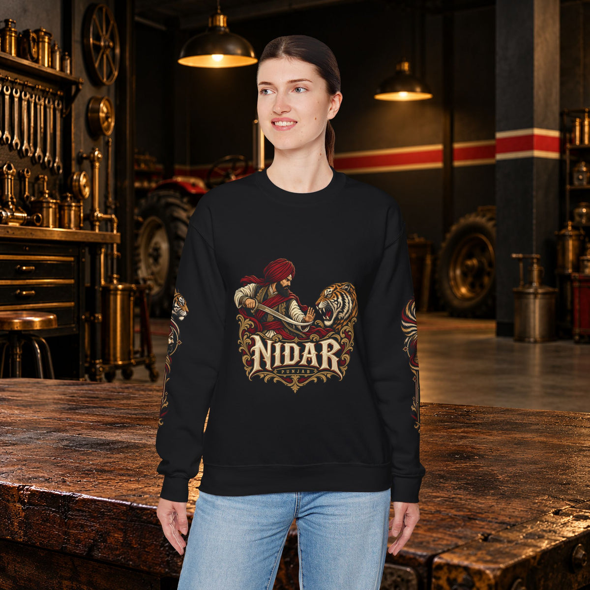 Nidar Courage Does Not Bow Graphic Sweatshirt