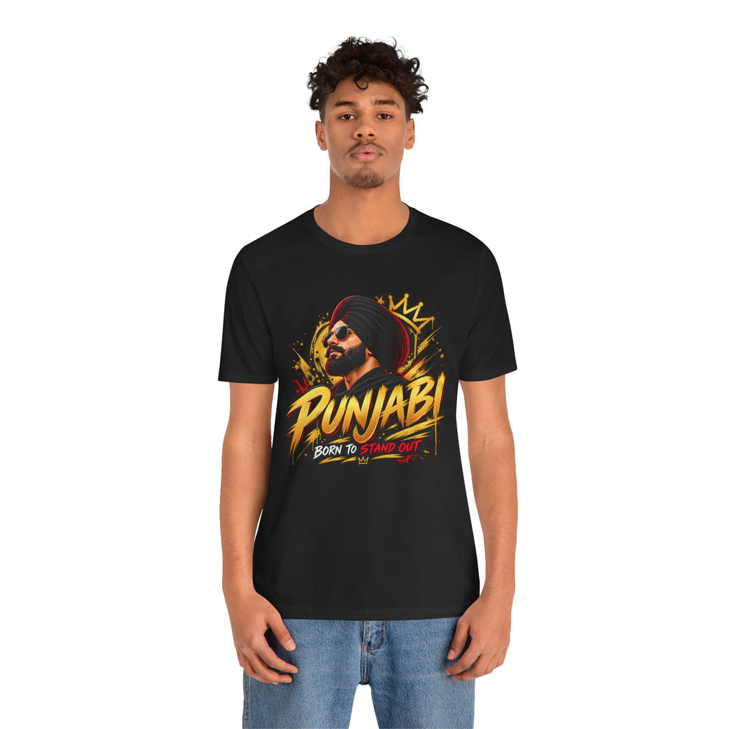 Punjabi Born to Stand Out Graphic T-Shirt | Turban Portrait Tee