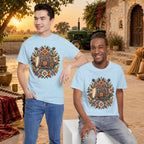 Vintage Folk Art Tractor & Drum Graphic T-Shirt