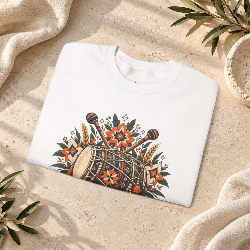 Boho Folk Drum Sweatshirt – Tribal Music Festival Crewneck