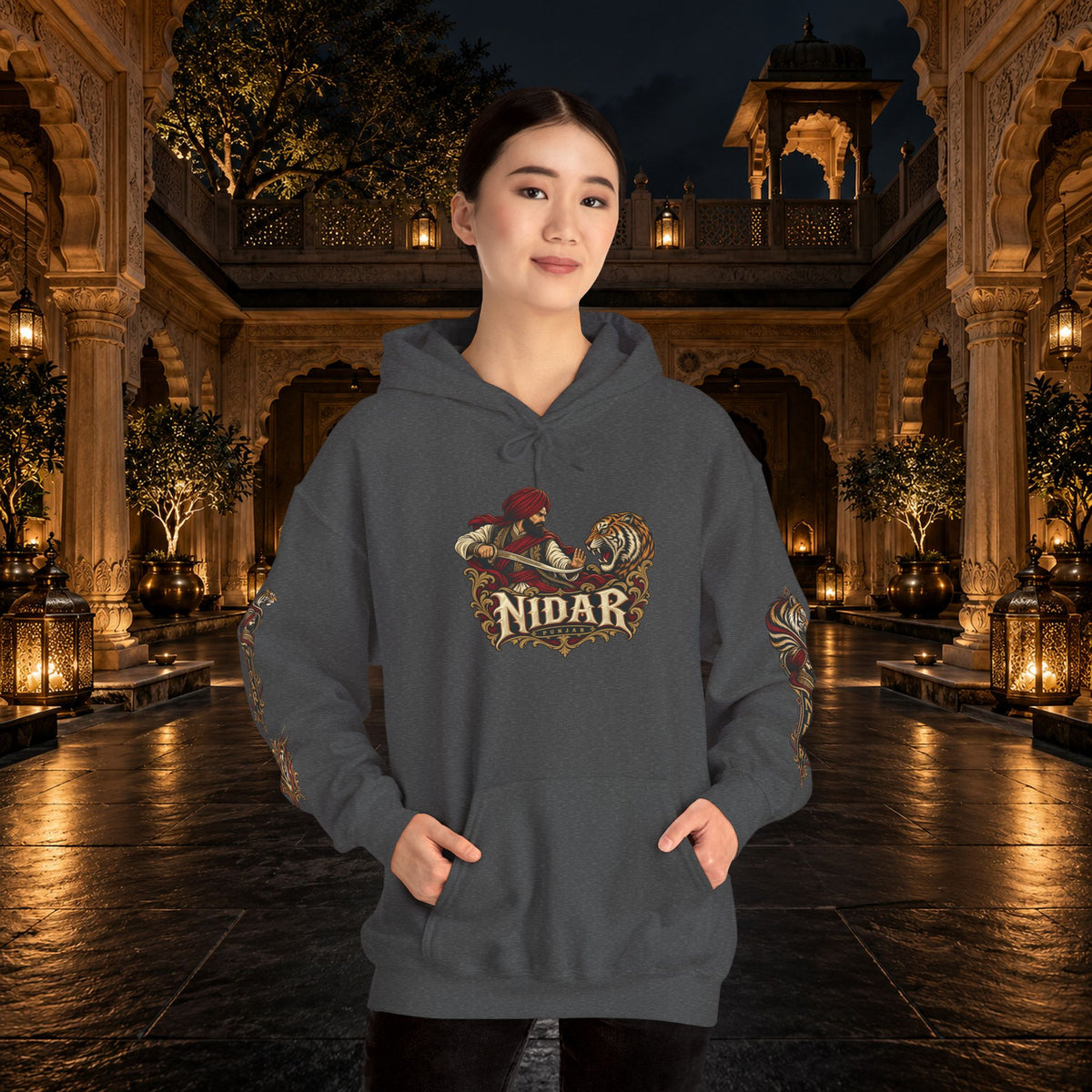 NIDAR Tiger and Bear Graphic Hoodie