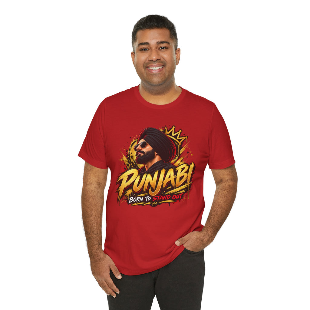 Punjabi Born to Stand Out Graphic T-Shirt | Turban Portrait Tee
