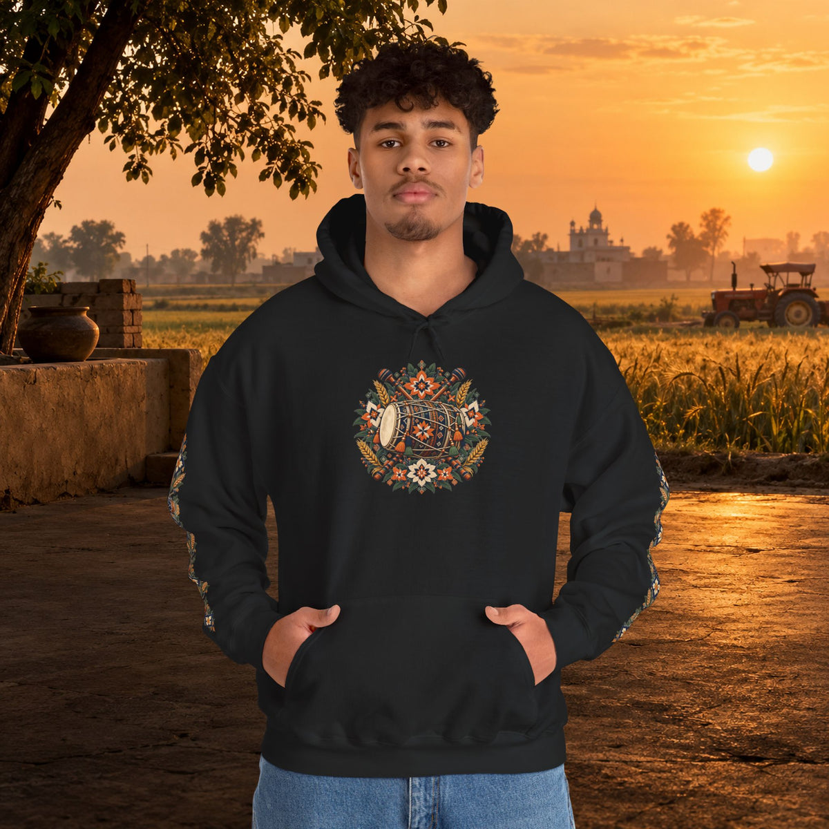 Bohemian Folk Art Drum Hoodie