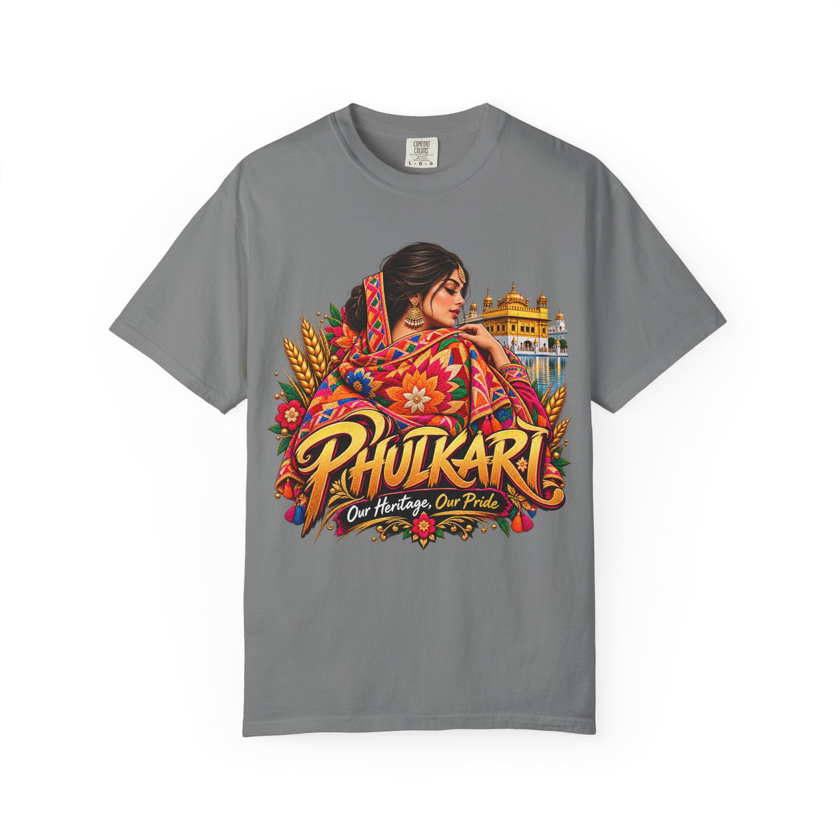 Phulkari Pride Garment-Dyed Graphic T-Shirt – Punjabi Heritage — product image 5