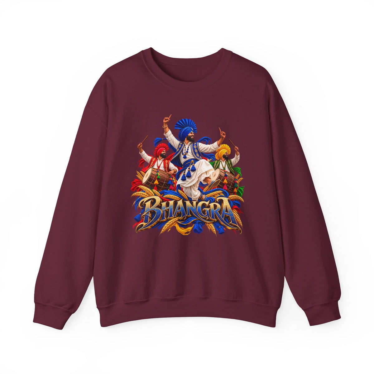 Bhangra Dance Crewneck Sweatshirt – Colorful Punjabi Folk Dance Graphic — product image 6