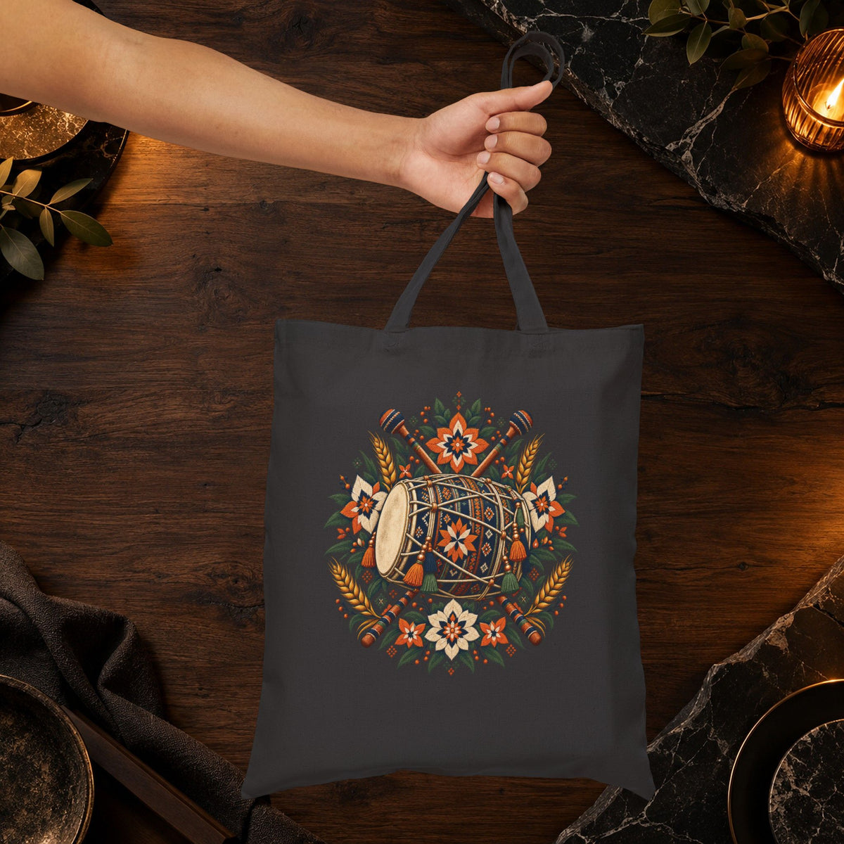 Bohemian Floral Mandala Canvas Tote Bag