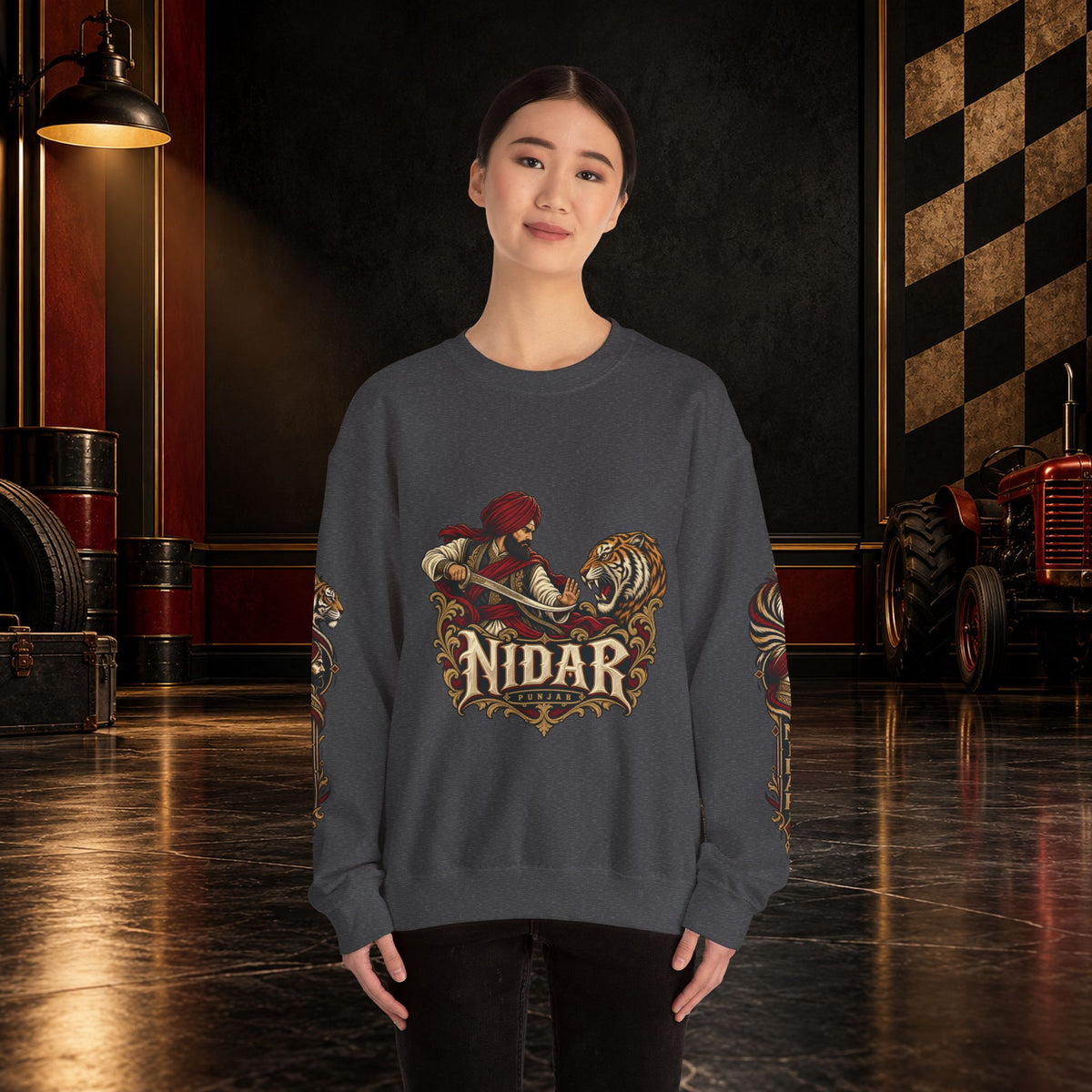 Nidar Courage Does Not Bow Graphic Sweatshirt