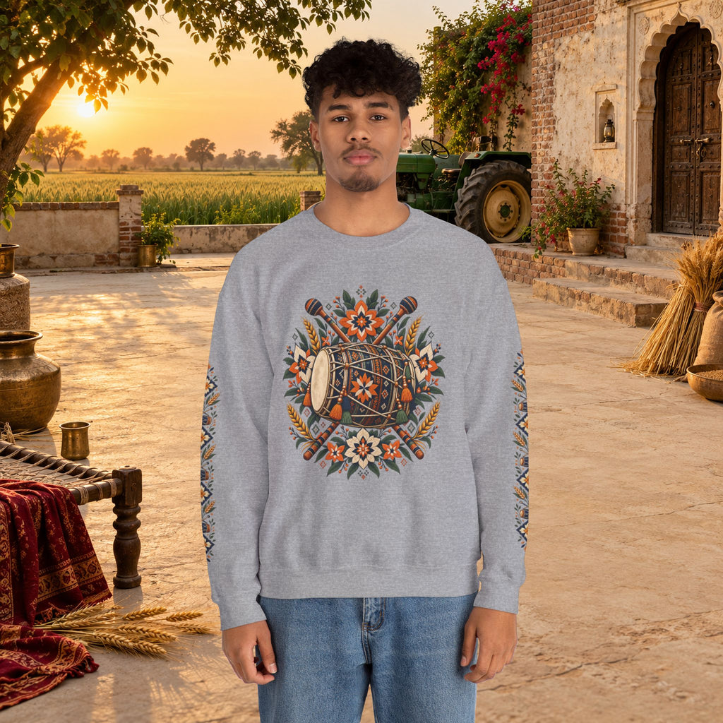 Boho Folk Drum Sweatshirt – Tribal Music Festival Crewneck