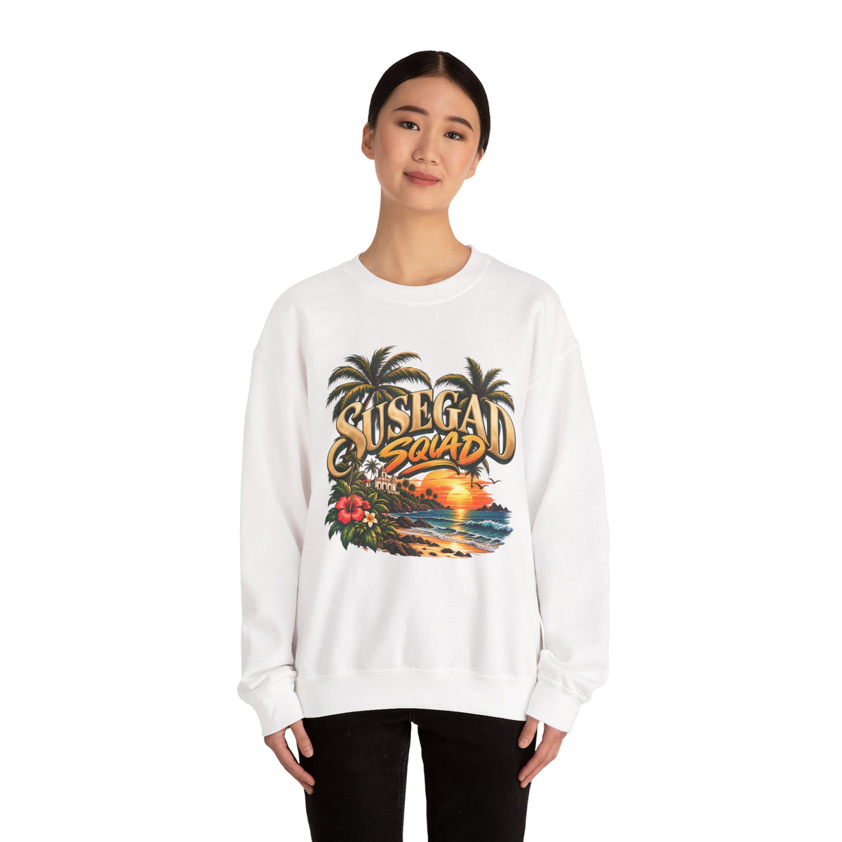 Susegad Squad Tropical Sunset Crewneck Sweatshirt