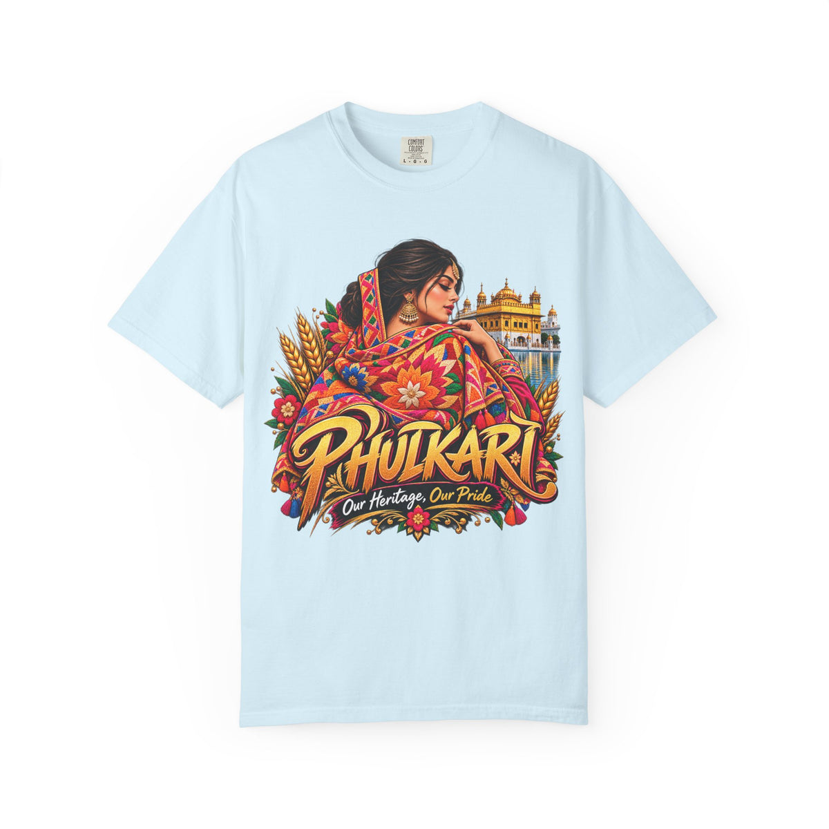 Phulkari Pride Garment-Dyed Graphic T-Shirt | Punjabi Heritage