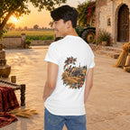 Vintage Folk Art Tractor & Drum Graphic T-Shirt